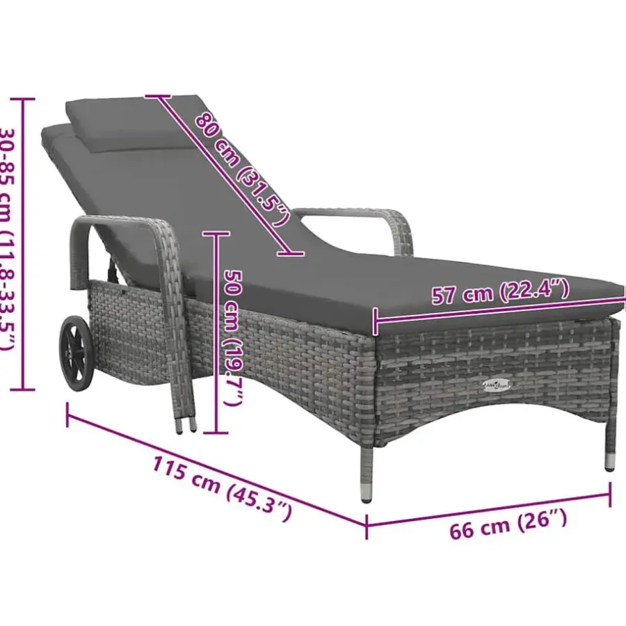 vidaXL - Ligbed - Antraciet - Poly rattan