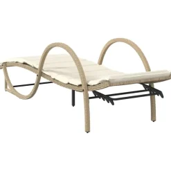 Ligbedden-vidaXL - Ligbed - Beige - Poly rattan