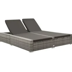 Ligbedden-vidaXL - Ligbed - Grijs - Poly rattan