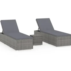 vidaXL - Ligbed - Grijs - Poly rattan