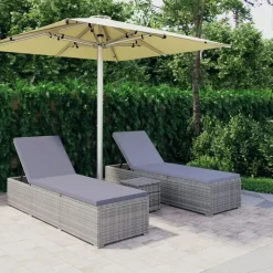 vidaXL - Ligbed - Grijs - Poly rattan