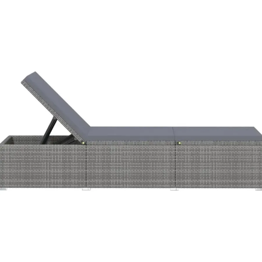 vidaXL - Ligbed - Grijs - Poly rattan