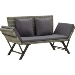 vidaXL - Ligbed - Grijs - Poly rattan