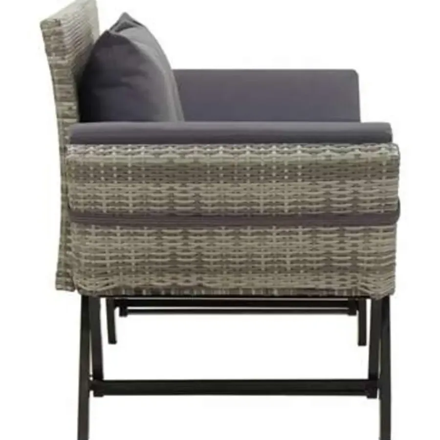 vidaXL - Ligbed - Grijs - Poly rattan