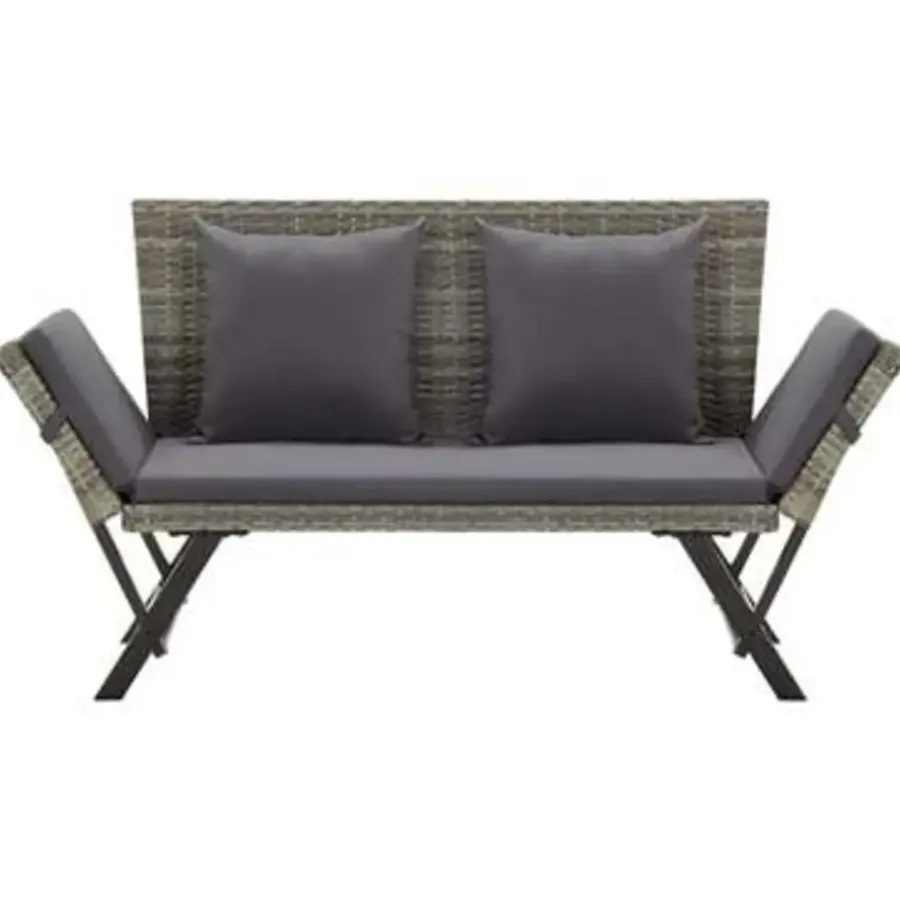 vidaXL - Ligbed - Grijs - Poly rattan
