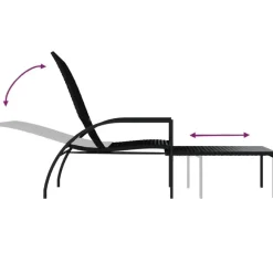 Ligbedden-vidaXL - Ligbed - Zwart - Poly rattan