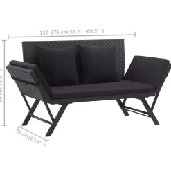 Tuinbanken-vidaXL - Ligbed - Zwart - Poly rattan