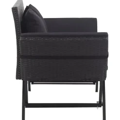 Tuinbanken-vidaXL - Ligbed - Zwart - Poly rattan