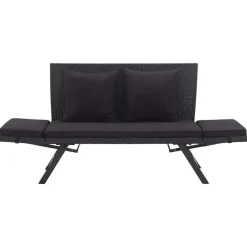 Tuinbanken-vidaXL - Ligbed - Zwart - Poly rattan