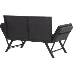 Tuinbanken-vidaXL - Ligbed - Zwart - Poly rattan