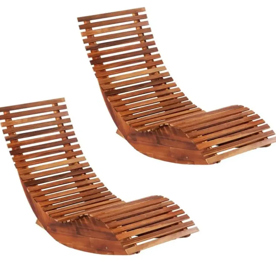 Ligbedden-vidaXL - Ligbedden schommelend - Bruin - Acaciahout - 2 stuks