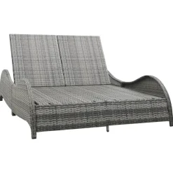 Ligbedden-vidaXL - Ligstoel - Antraciet - Poly rattan - 200 x 132 x 45 cm