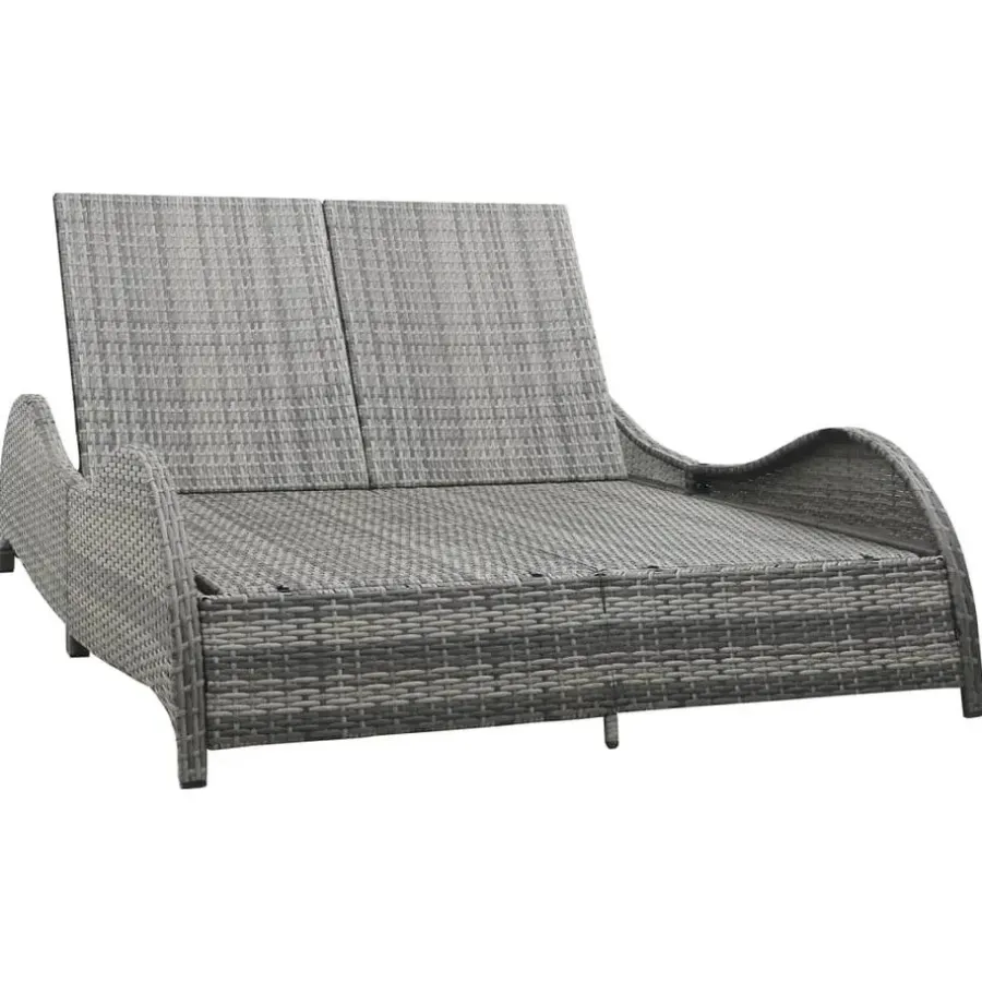 Ligbedden-vidaXL - Ligstoel - Antraciet - Poly rattan - 200 x 132 x 45 cm