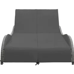 Ligbedden-vidaXL - Ligstoel - Antraciet - Poly rattan - 200 x 132 x 45 cm
