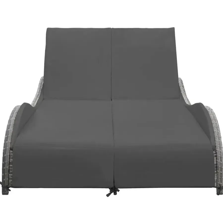 Ligbedden-vidaXL - Ligstoel - Antraciet - Poly rattan - 200 x 132 x 45 cm