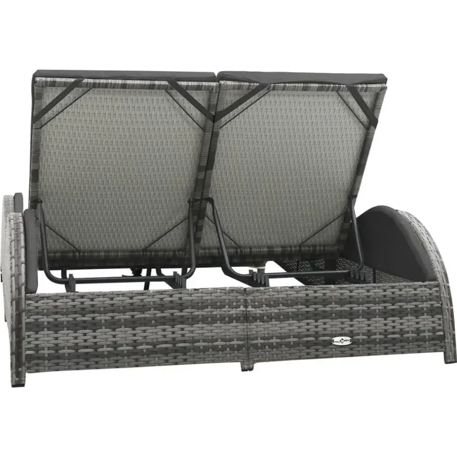Ligbedden-vidaXL - Ligstoel - Antraciet - Poly rattan - 200 x 132 x 45 cm