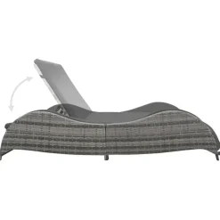 Ligbedden-vidaXL - Ligstoel - Antraciet - Poly rattan - 200 x 132 x 45 cm