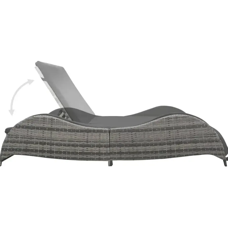Ligbedden-vidaXL - Ligstoel - Antraciet - Poly rattan - 200 x 132 x 45 cm