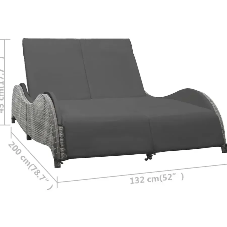 Ligbedden-vidaXL - Ligstoel - Antraciet - Poly rattan - 200 x 132 x 45 cm