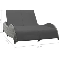 Ligbedden-vidaXL - Ligstoel - Antraciet - Poly rattan - 200 x 132 x 45 cm