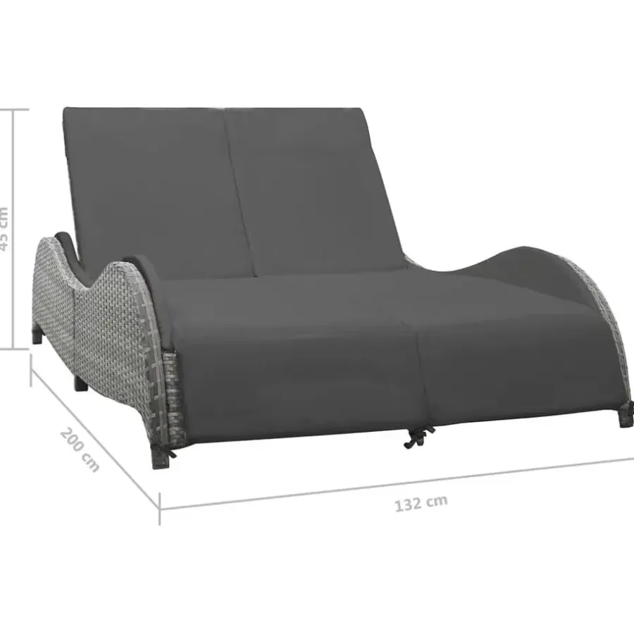 Ligbedden-vidaXL - Ligstoel - Antraciet - Poly rattan - 200 x 132 x 45 cm