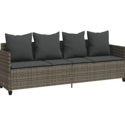 Loungebanken-vidaXL - loungebank - Grijs - Poly rattan