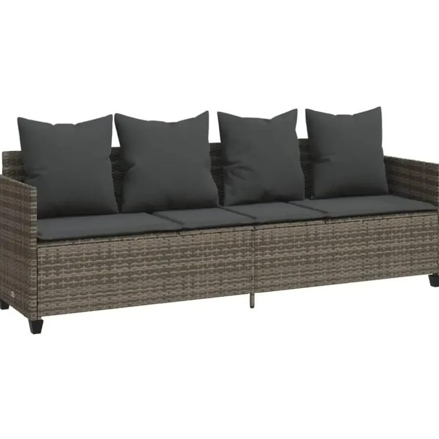 Loungebanken-vidaXL - loungebank - Grijs - Poly rattan