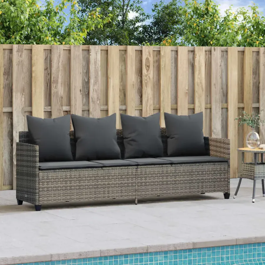 Loungebanken-vidaXL - loungebank - Grijs - Poly rattan