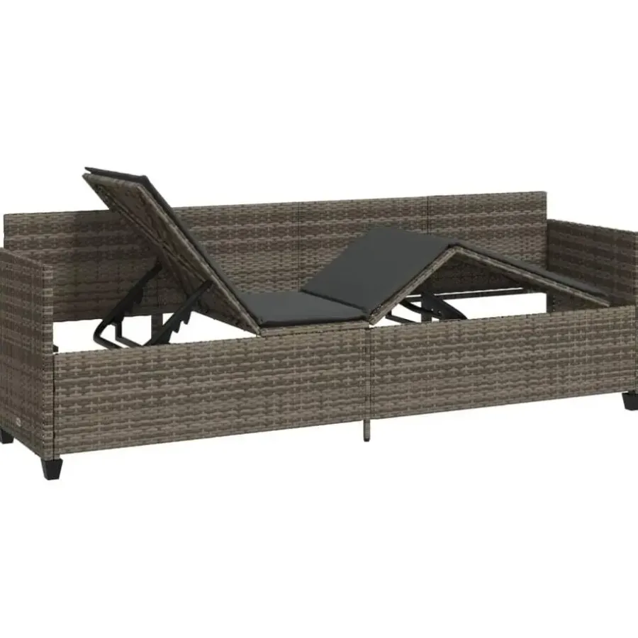 Loungebanken-vidaXL - loungebank - Grijs - Poly rattan