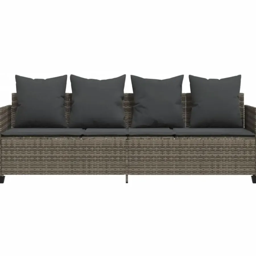 Loungebanken-vidaXL - loungebank - Grijs - Poly rattan