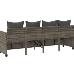 Loungebanken-vidaXL - loungebank - Grijs - Poly rattan
