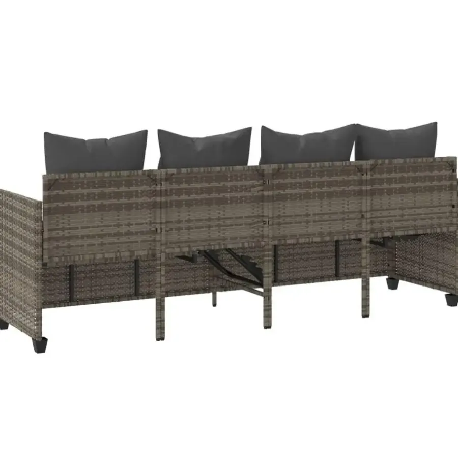 Loungebanken-vidaXL - loungebank - Grijs - Poly rattan