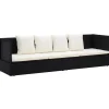 Loungebanken-vidaXL - Loungebank - Zwart - Poly rattan