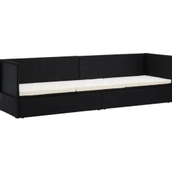 Loungebanken-vidaXL - Loungebank - Zwart - Poly rattan