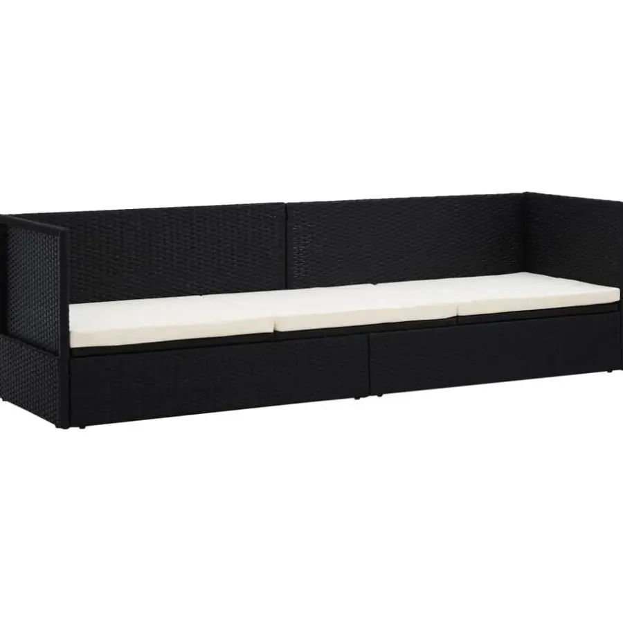 Loungebanken-vidaXL - Loungebank - Zwart - Poly rattan