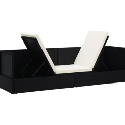 Loungebanken-vidaXL - Loungebank - Zwart - Poly rattan