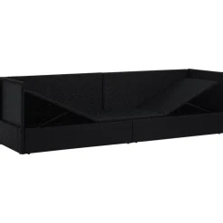 Loungebanken-vidaXL - Loungebank - Zwart - Poly rattan