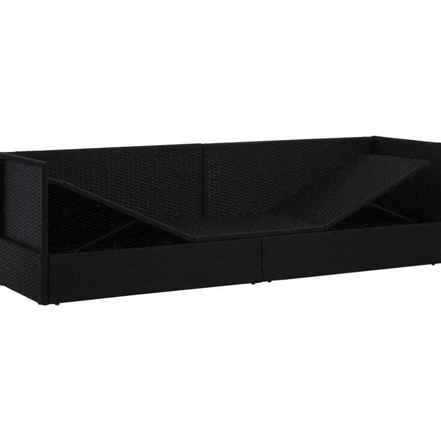 Loungebanken-vidaXL - Loungebank - Zwart - Poly rattan