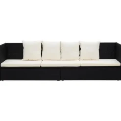 Loungebanken-vidaXL - Loungebank - Zwart - Poly rattan