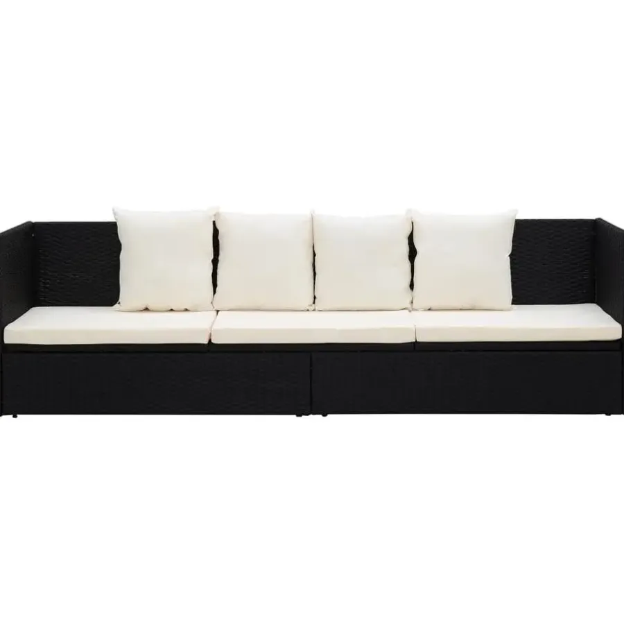 Loungebanken-vidaXL - Loungebank - Zwart - Poly rattan