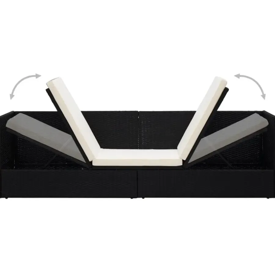 Loungebanken-vidaXL - Loungebank - Zwart - Poly rattan