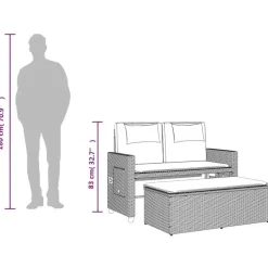 Loungebanken-vidaXL - Loungebanken Verstelbare met crème kussens - Beige - 113x61x87 cm