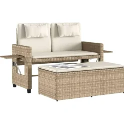 Loungebanken-vidaXL - Loungebanken Verstelbare met crème kussens - Beige - 113x61x87 cm
