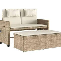 Loungebanken-vidaXL - Loungebanken Verstelbare met crème kussens - Beige - 113x61x87 cm