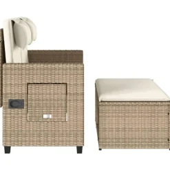 Loungebanken-vidaXL - Loungebanken Verstelbare met crème kussens - Beige - 113x61x87 cm