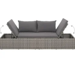 vidaXL - Loungebed - Grijs - Poly rattan