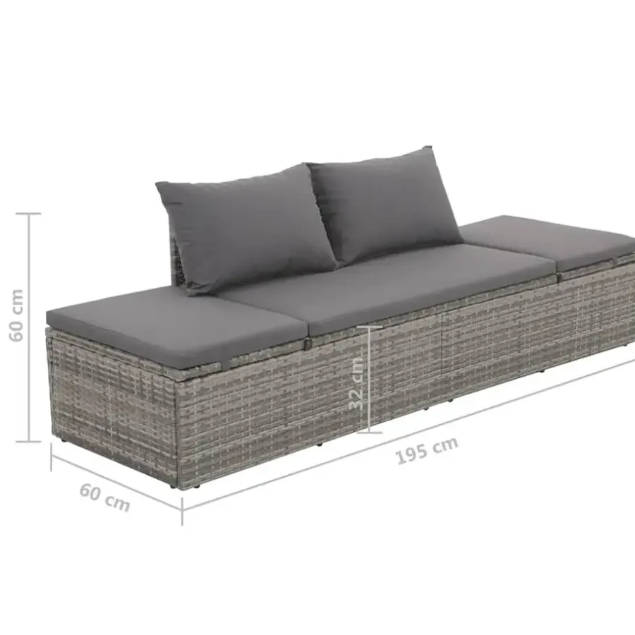 vidaXL - Loungebed - Grijs - Poly rattan
