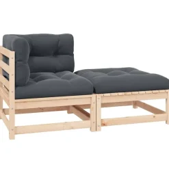 Palletbanken|Tuinbanken-vidaXL - Loungeset - Antraciet - Grenenhout
