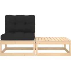 Palletbanken|Tuinbanken-vidaXL - Loungeset - Antraciet - Grenenhout