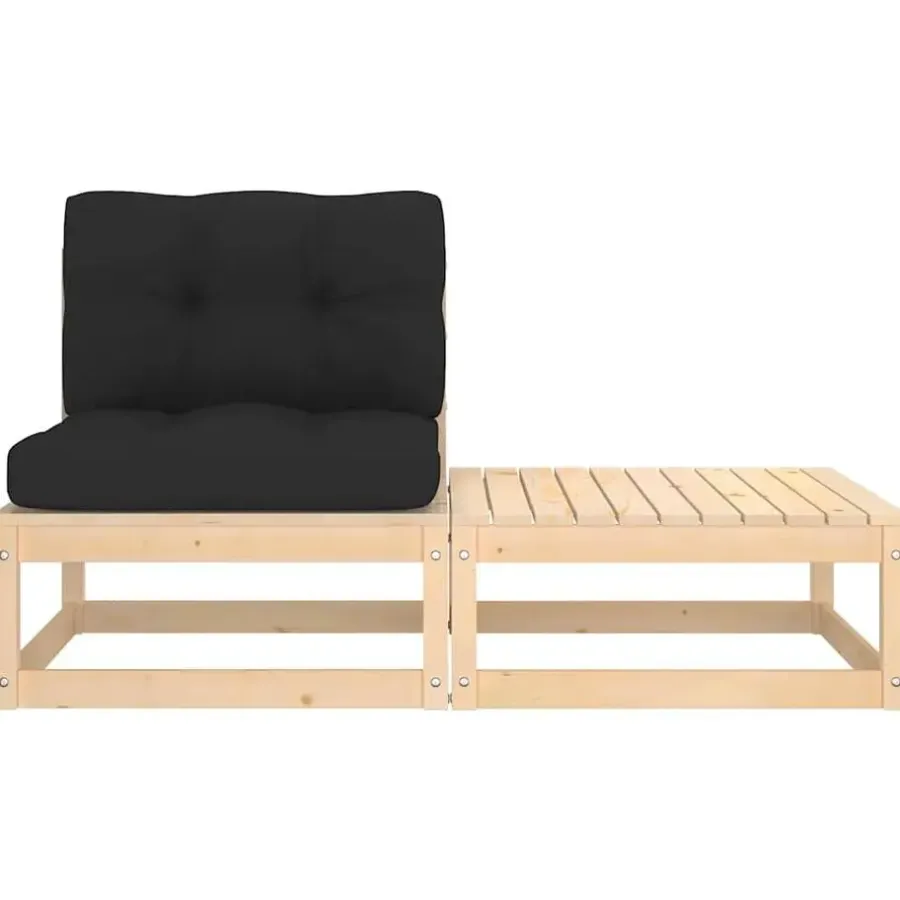 Palletbanken|Tuinbanken-vidaXL - Loungeset - Antraciet - Grenenhout